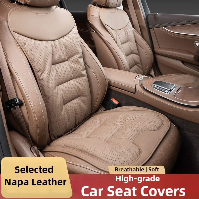 Leather Car Seat Covers Full Set Universal - ソフトナッパレザーカーシートカバー汎用フルセットカーシートクッション四季対応シートアクセサリーカーシート保護カバー