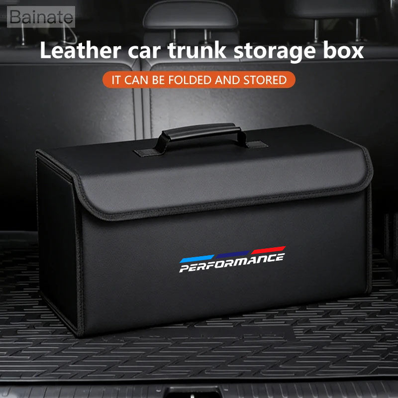 Car Trunk Organizer Foldable Storage Box - 車用レザー製トランクオーガナイザー折りたたみ式収納ボックス、BMWパフォーマンスE46 E90 E60 E36 F90 M3