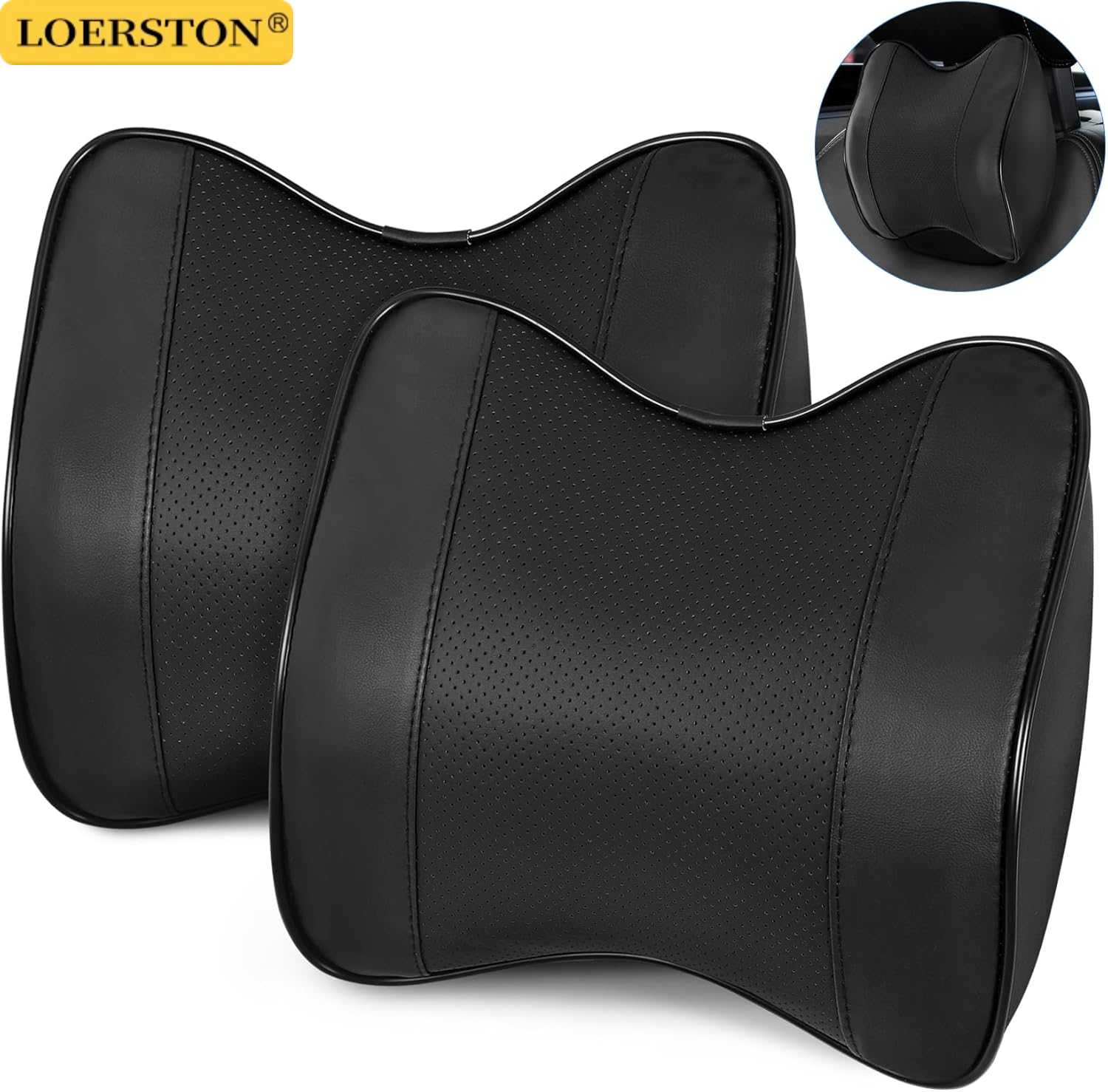 Memory Foam Car Neck Pillow Lumbar Support - 車用ネックヘッドレストピロー、通気性メモリーフォーム低反発ガード、車用ランバーピロー、カーアクセサリー