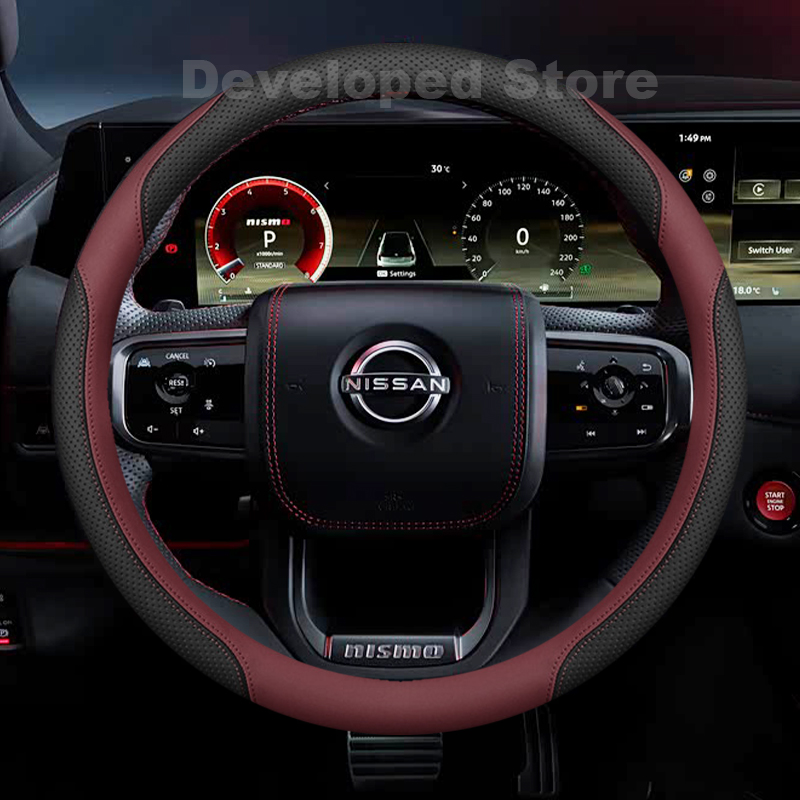 Car Steering Wheel Cover Anti Slip Breathable - 車のステアリングホイールカバー新しい日産パトロール Y62 Y63 ニスモ 2026-2012 レザー自動ステアリングホイール日産パトロールアクセサリー