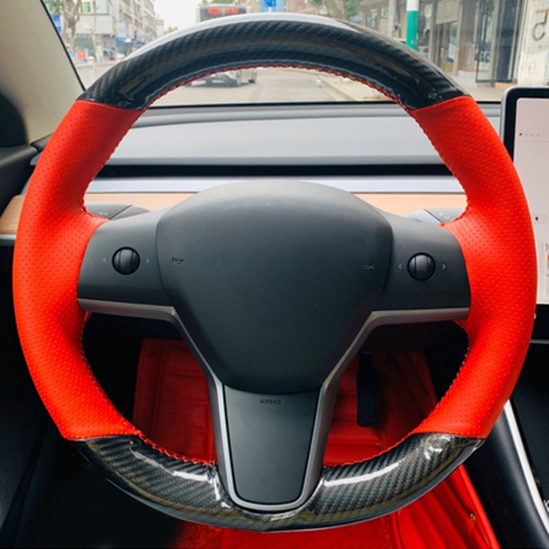 手縫いアンチスリップカーボンファイバースエード編組車のステア - Car Steering Wheel Cover Anti Slip Breathable のレビューと価格