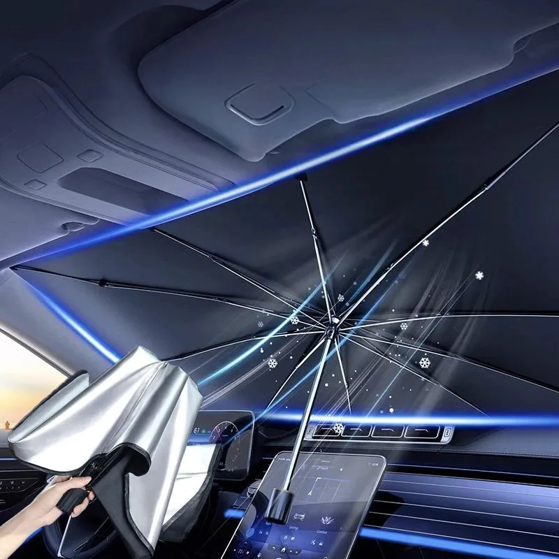 車用サンシェード、フロントガラス用傘型サンシェード、折りたた - Car Sunshade Windshield Umbrella Foldable のレビューと価格