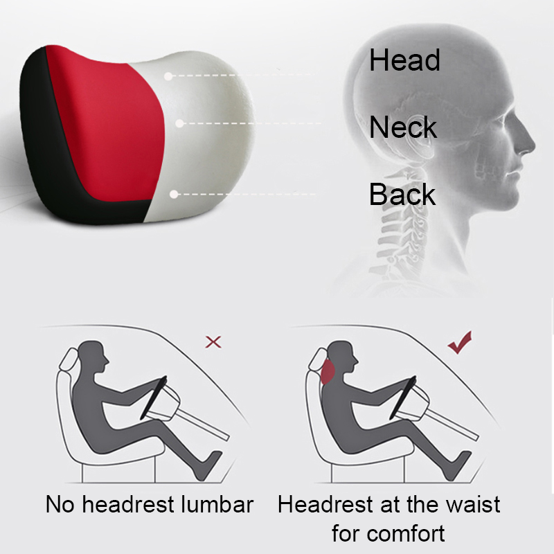 Seametal-車のヘッドレストピロー、人間工学に基づいた - Memory Foam Car Neck Pillow Lumbar Support のレビューと価格