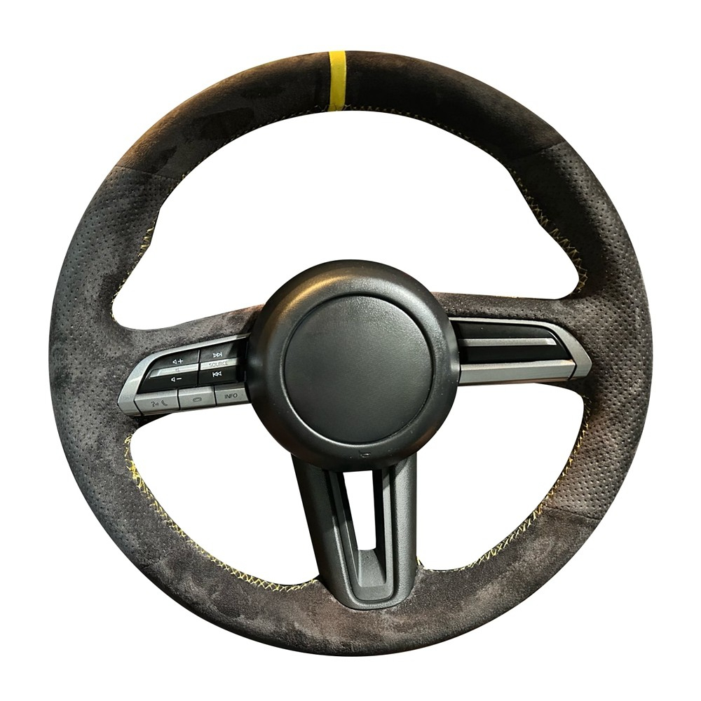 マツダ3用本革ステアリングホイールカバー,CX-30 MX- - Car Steering Wheel Cover Anti Slip Breathable のレビューと価格