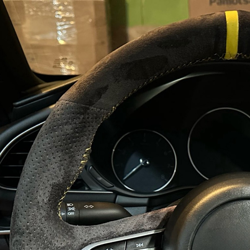 マツダ3用本革ステアリングホイールカバー,CX-30 MX- - Car Steering Wheel Cover Anti Slip Breathable のレビューと価格