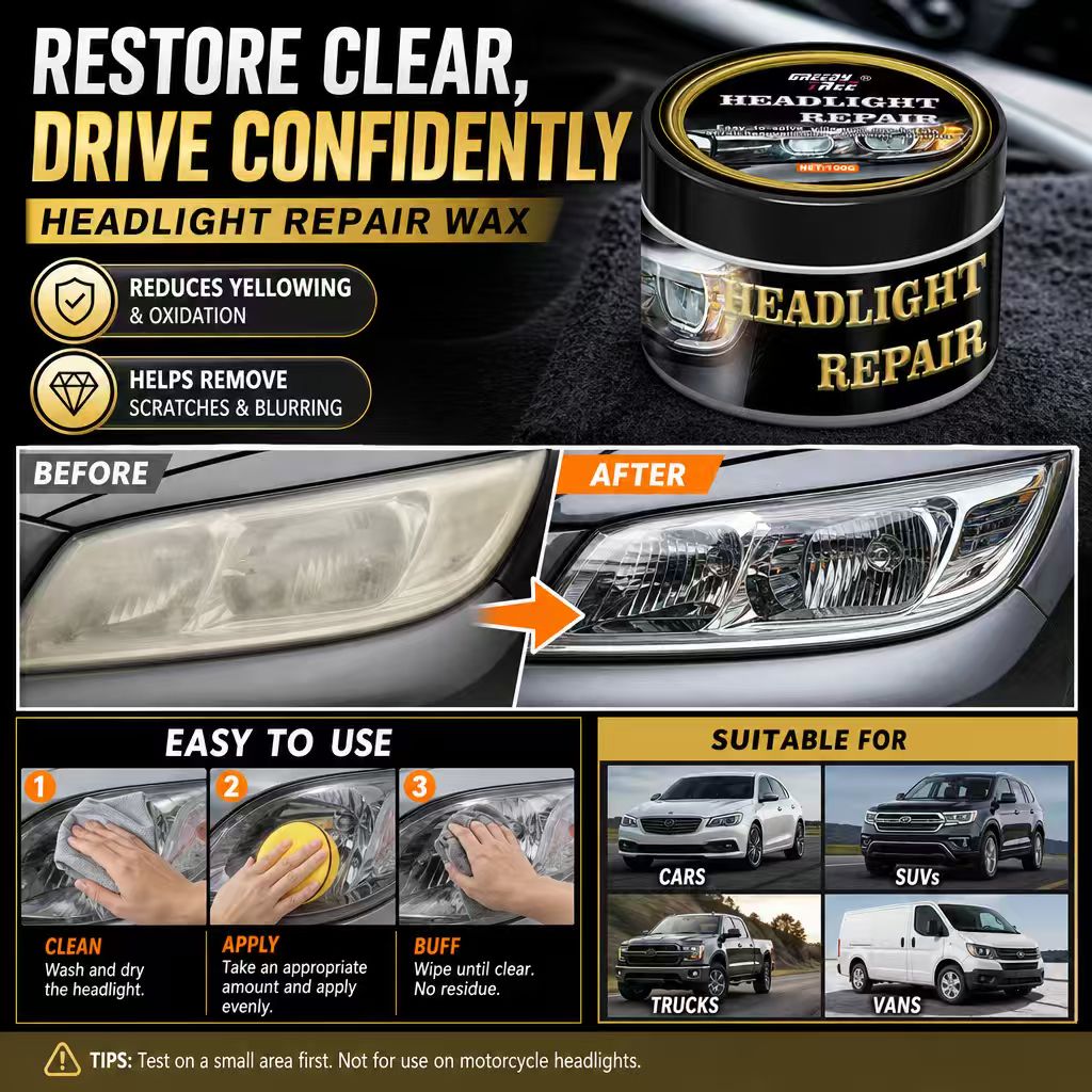 カーヘッドライト用補修ワックスペースト 100g。黄ばみ、酸 - Car Scratch Repair Polishing Wax Paste のレビューと価格